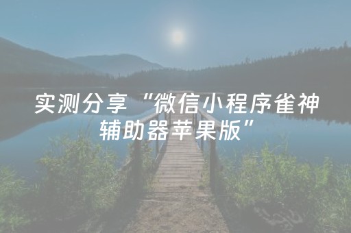 实测分享“微信小程序雀神辅助器苹果版”（详细透视教程）-哔哩哔哩