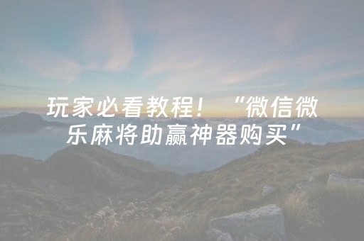 玩家必看教程！“微信微乐麻将助赢神器购买”（详细辅助教程）-哔哩哔哩