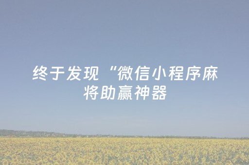 终于发现“微信小程序麻将助赢神器（专用辅牌神器免安装）