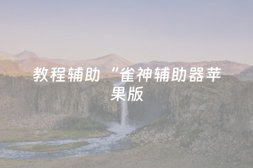教程辅助“雀神辅助器苹果版（专用辅牌神器免安装）