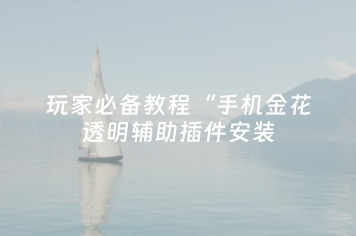 玩家必备教程“手机金花透明辅助插件安装（助赢神器通用版）