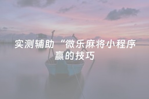 实测辅助“微乐麻将小程序赢的技巧（助赢神器通用版）