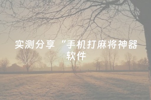实测分享“手机打麻将神器软件（助赢神器通用版）
