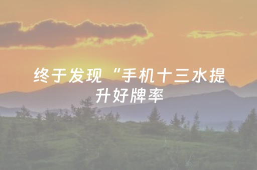 终于发现“手机十三水提升好牌率（专用辅牌神器免安装）