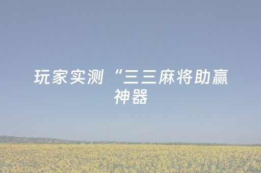 玩家实测“三三麻将助赢神器（助赢神器通用版）