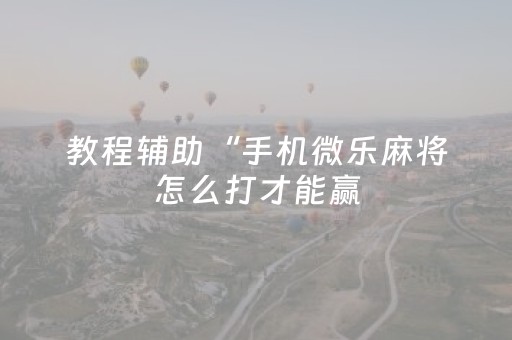教程辅助“手机微乐麻将怎么打才能赢（助赢神器通用版）