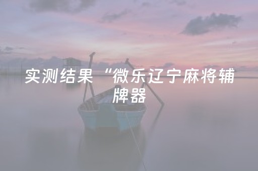 实测结果“微乐辽宁麻将辅牌器（助赢神器通用版）