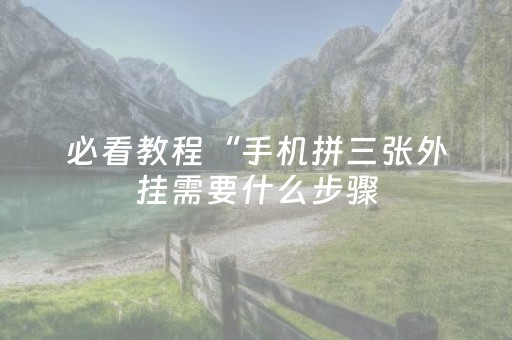必看教程“手机拼三张外挂需要什么步骤（助赢神器通用版）