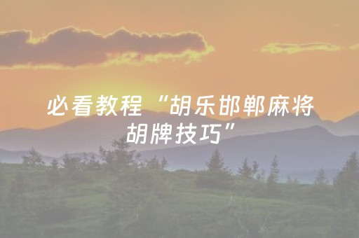 必看教程“胡乐邯郸麻将胡牌技巧”（详细透视教程）-哔哩哔哩