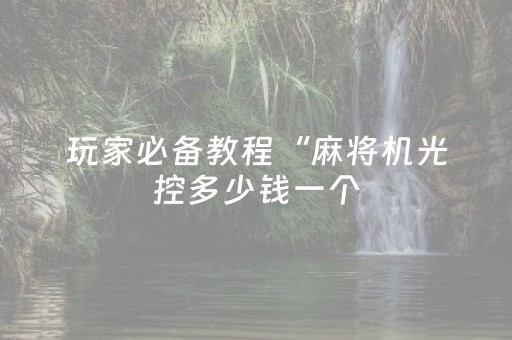 玩家必备教程“麻将机光控多少钱一个（专用辅牌神器免安装）