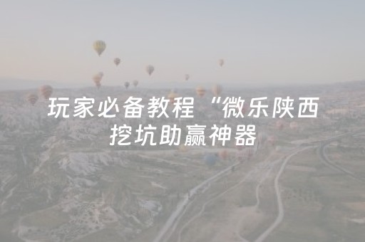 玩家必备教程“微乐陕西挖坑助赢神器（助赢神器通用版）