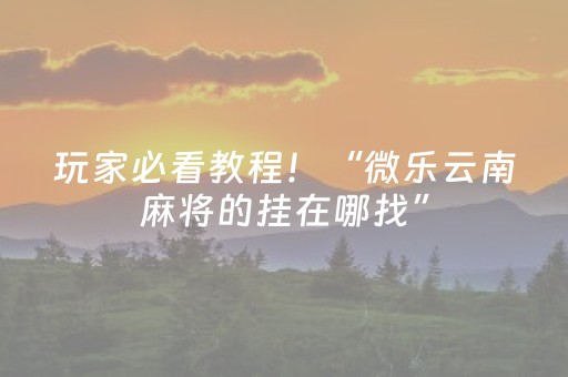 必看教程“大唐山西麻将系统规律（助赢神器通用版）