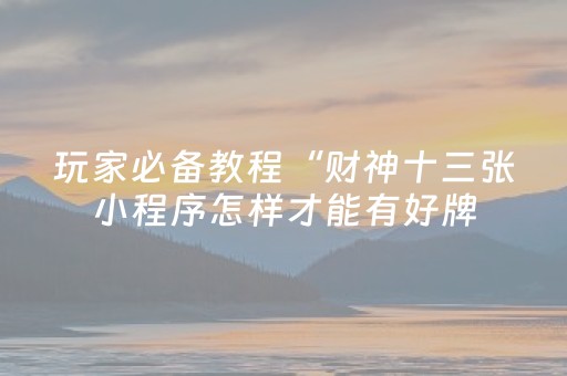 玩家必备教程“财神十三张小程序怎样才能有好牌（专用辅牌神器免安装）