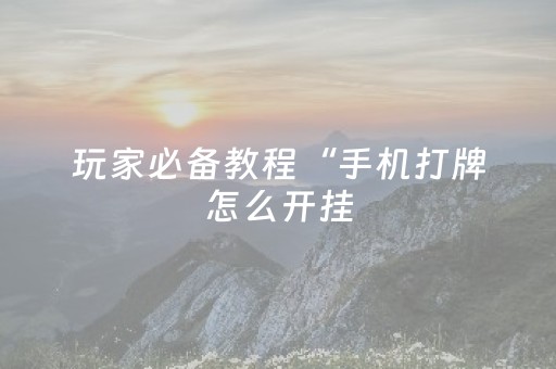 玩家必备教程“手机打牌怎么开挂（专用辅牌神器免安装）