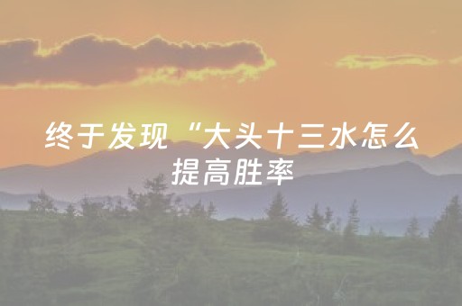 终于发现“大头十三水怎么提高胜率（专用辅牌神器免安装）