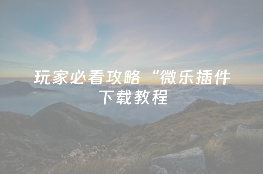 玩家必看攻略“微乐插件下载教程（助赢神器通用版）