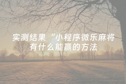 实测结果“小程序微乐麻将有什么能赢的方法（专用辅牌神器免安装）