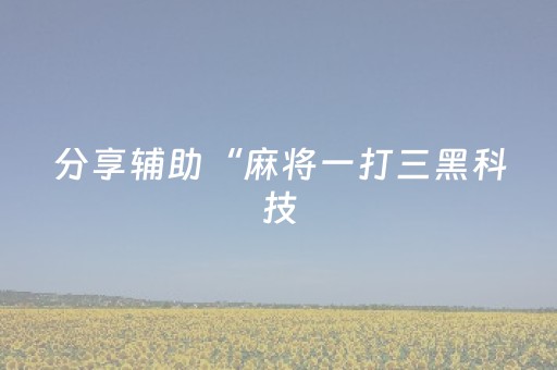 分享辅助“麻将一打三黑科技（专用辅牌神器免安装）