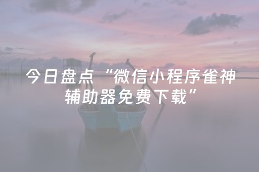 今日盘点“微信小程序雀神辅助器免费下载”（详细辅助教程）-哔哩哔哩