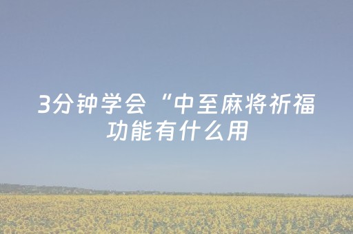 3分钟学会“中至麻将祈福功能有什么用（助赢神器通用版）