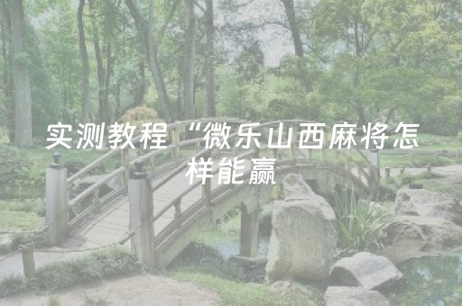 实测教程“微乐山西麻将怎样能赢（专用辅牌神器免安装）