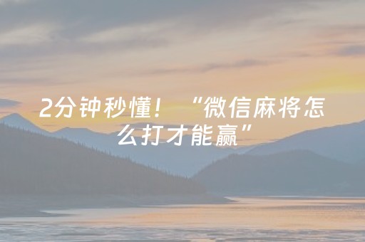 2分钟秒懂！“微信麻将怎么打才能赢”（详细透视教程）-哔哩哔哩
