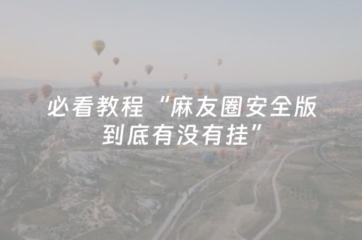 必看教程“麻友圈安全版到底有没有挂”（详细透视教程）-哔哩哔哩