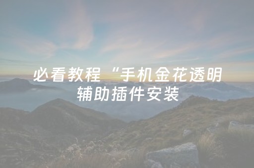 必看教程“手机金花透明辅助插件安装（专用辅牌神器免安装）