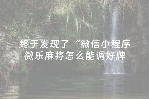 终于发现了“微信小程序微乐麻将怎么能调好牌（专用辅牌神器免安装）
