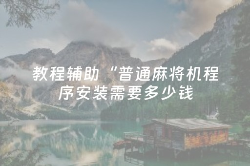 教程辅助“普通麻将机程序安装需要多少钱（助赢神器通用版）