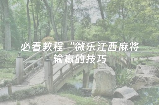必看教程“微乐江西麻将输赢的技巧（助赢神器通用版）