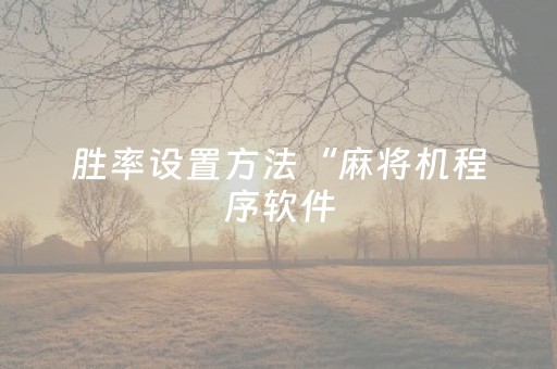 胜率设置方法“麻将机程序软件（助赢神器通用版）