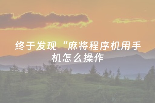 终于发现“麻将程序机用手机怎么操作（助赢神器通用版）