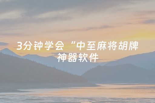 3分钟学会“中至麻将胡牌神器软件（专用辅牌神器免安装）