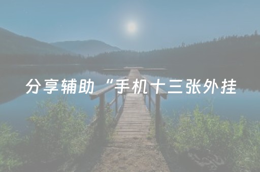 分享辅助“手机十三张外挂（专用辅牌神器免安装）