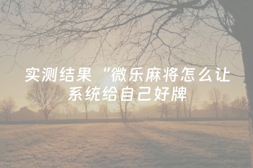 实测结果“微乐麻将怎么让系统给自己好牌（助赢神器通用版）