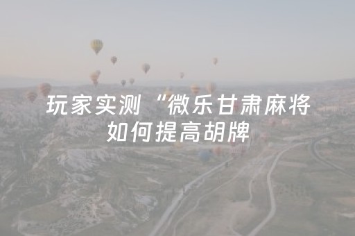 玩家实测“微乐甘肃麻将如何提高胡牌（专用辅牌神器免安装）