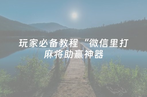 玩家必备教程“微信里打麻将助赢神器（助赢神器通用版）