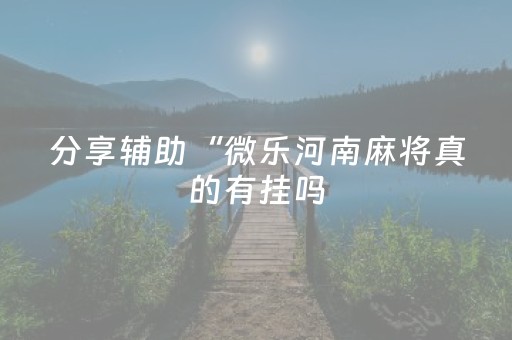 分享辅助“微乐河南麻将真的有挂吗（助赢神器通用版）