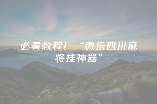 必看教程！“微乐四川麻将挂神器”（详细辅助教程）-哔哩哔哩