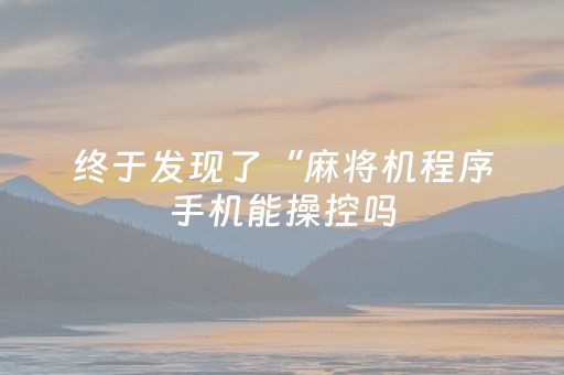 终于发现了“麻将机程序手机能操控吗（助赢神器通用版）