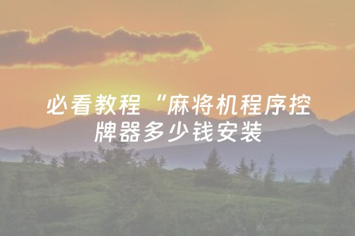 必看教程“麻将机程序控牌器多少钱安装（专用辅牌神器免安装）