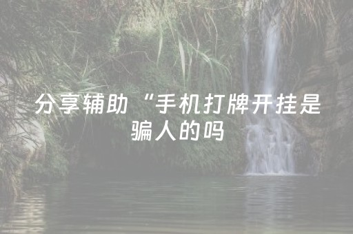 分享辅助“手机打牌开挂是骗人的吗（专用辅牌神器免安装）