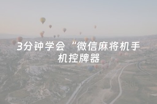 3分钟学会“微信麻将机手机控牌器（专用辅牌神器免安装）