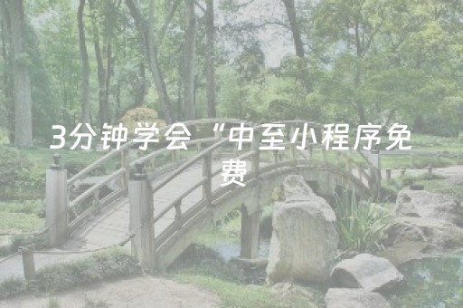 3分钟学会“中至小程序免费（助赢神器通用版）