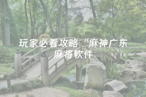 玩家必看攻略“麻神广东麻将软件（助赢神器通用版）