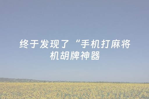 终于发现了“手机打麻将机胡牌神器（助赢神器通用版）