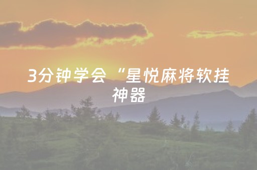 3分钟学会“星悦麻将软挂神器（专用辅牌神器免安装）