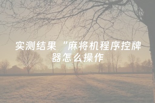 实测结果“麻将机程序控牌器怎么操作（专用辅牌神器免安装）