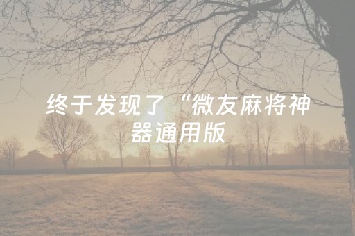 终于发现了“微友麻将神器通用版（助赢神器通用版）